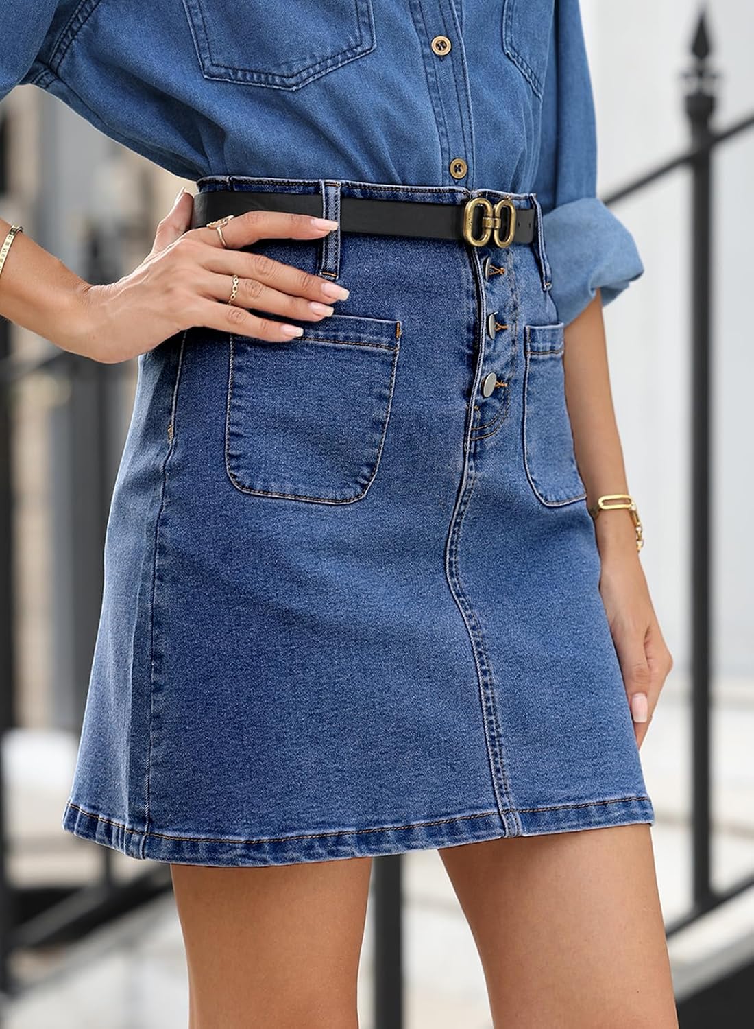 Sidefeel Women's Jean Skirt High Waist Denim Skirt