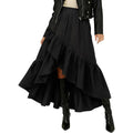 Bsubseach Women's Soft Boho Western High-Waist Asymmetrical Wrap Maxi Skirt - Polyester Fabric, Ruffle High-Low Hem, Side Slit, Beach & Music Festival Wear, Matching Tank Top/Blouse/Bottoms