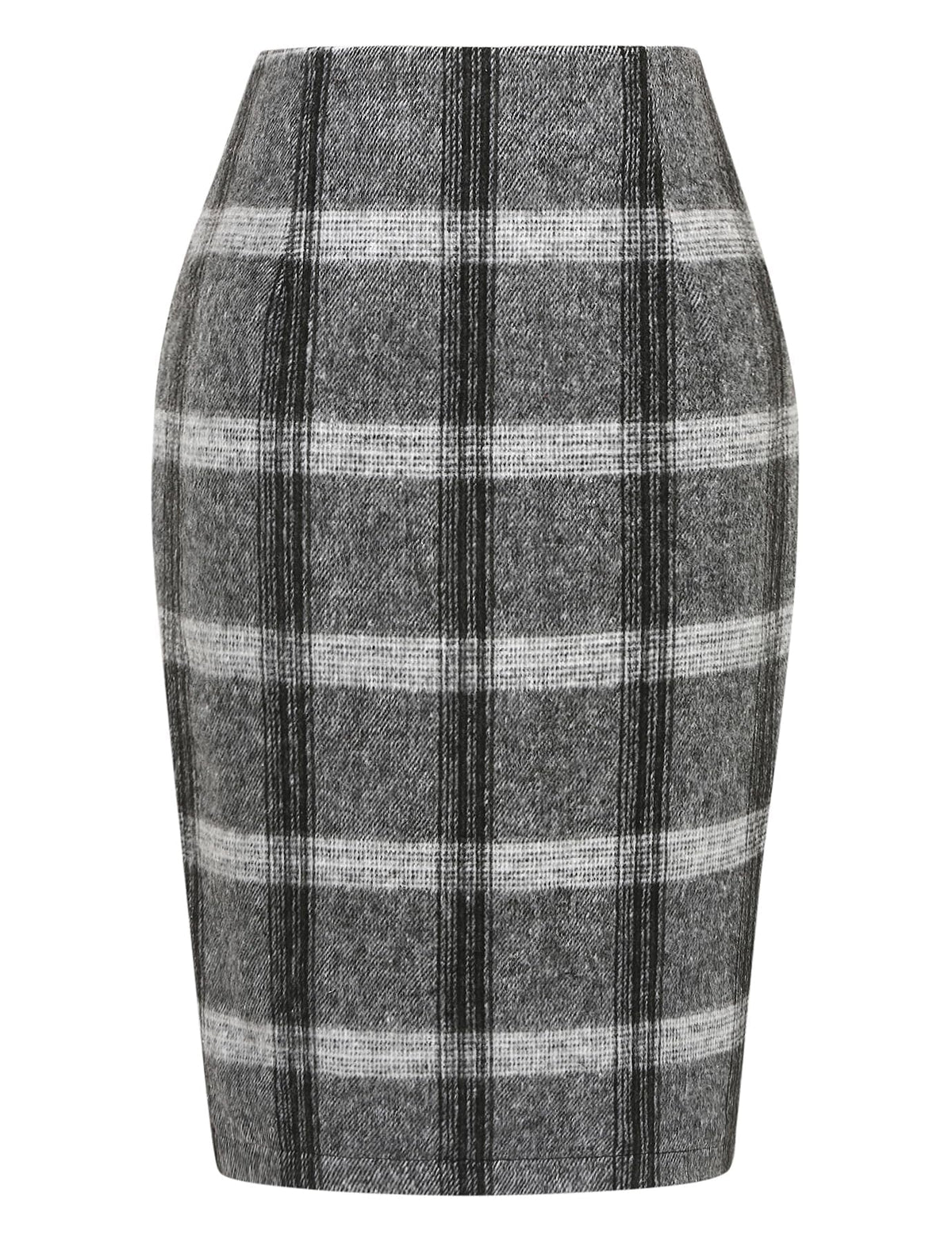 IDEALSANXUN Plaid Skirts for Women Fall Winter Knee Length Pencil Wool Skirt with Slit