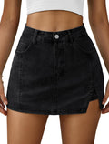 IWD Jean Skorts for Woman High Waisted Side Split Denim Mini Skirt