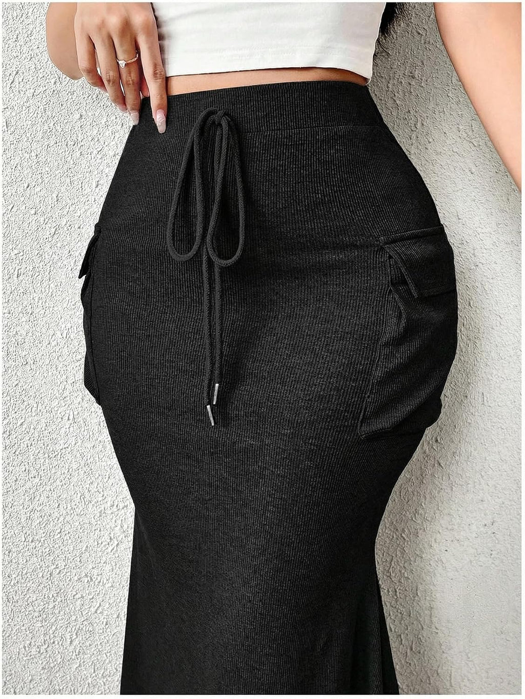 Verdusa Women's Fishtail Maxi Cargo Skirt Bodycon Work Skirt with Pockets