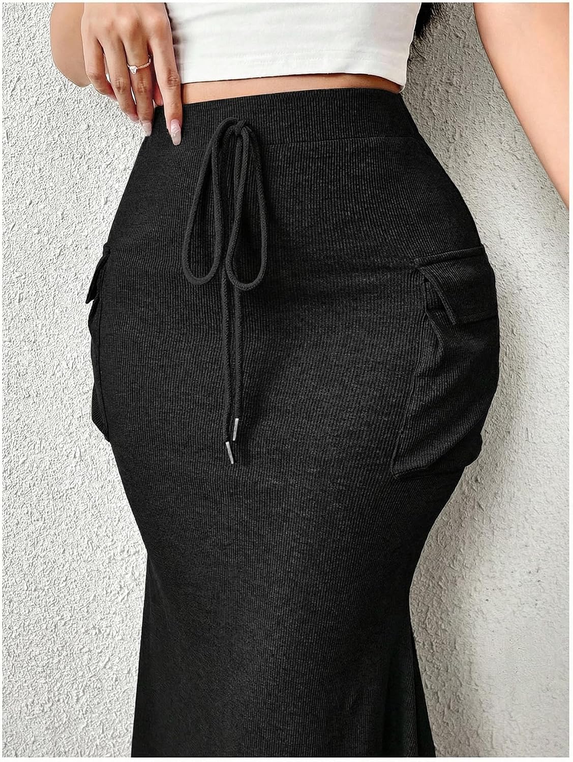 Verdusa Women's Fishtail Maxi Cargo Skirt Bodycon Work Skirt with Pockets