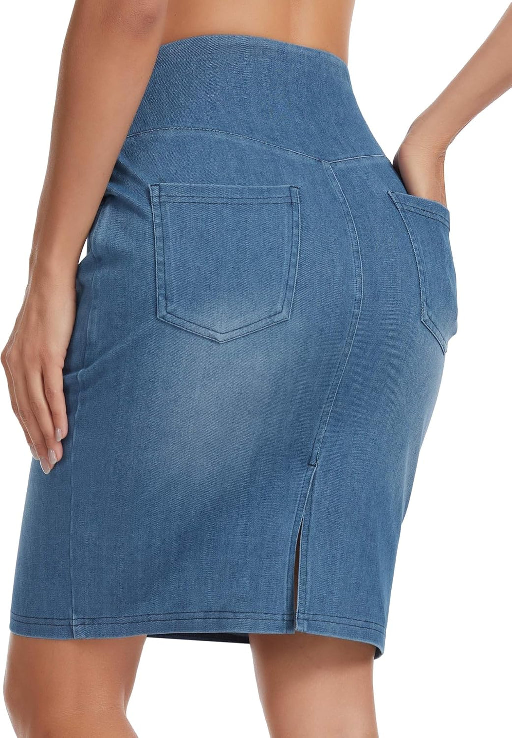 THE GYM PEOPLE Women's High Waist Pencil Jean Skirts Stretchy Denim Skirt
