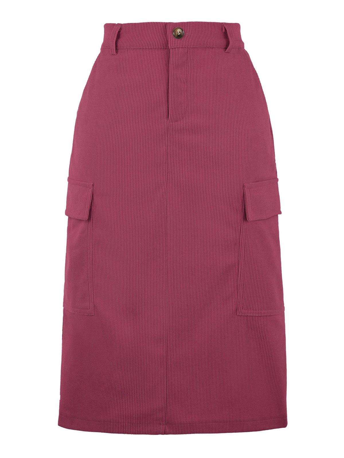 Allegra K Corduroy Cargo Skirts for Women's High Waisted Elastic Back H Line 2025 Fall Midi Skirt