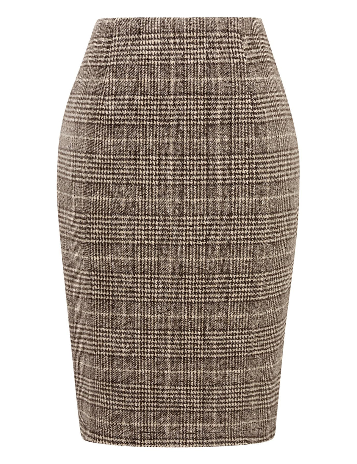 IDEALSANXUN Plaid Skirts for Women Fall Winter Knee Length Pencil Wool Skirt with Slit