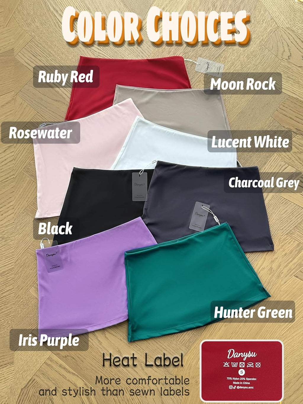 Danysu Stretchy Mini Skorts Low Waist Skirt with Shorts Side Slit Skirts
