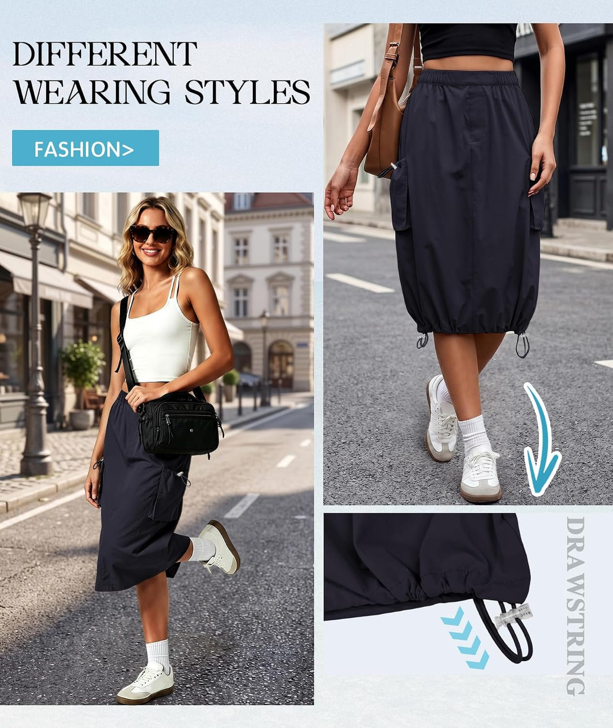 EARKOHA Womens Athletic Skirt Quick Dry Midi Cargo Skirt with 4 Pockets