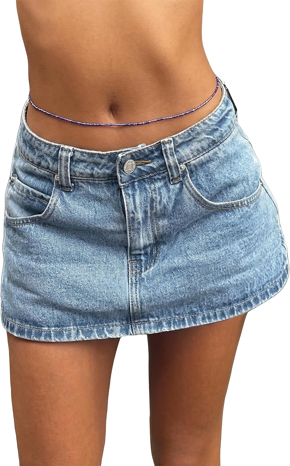 EMMIOL Jean Skirts for Women Mid Rise Summer Denim Skirt with Undershorts