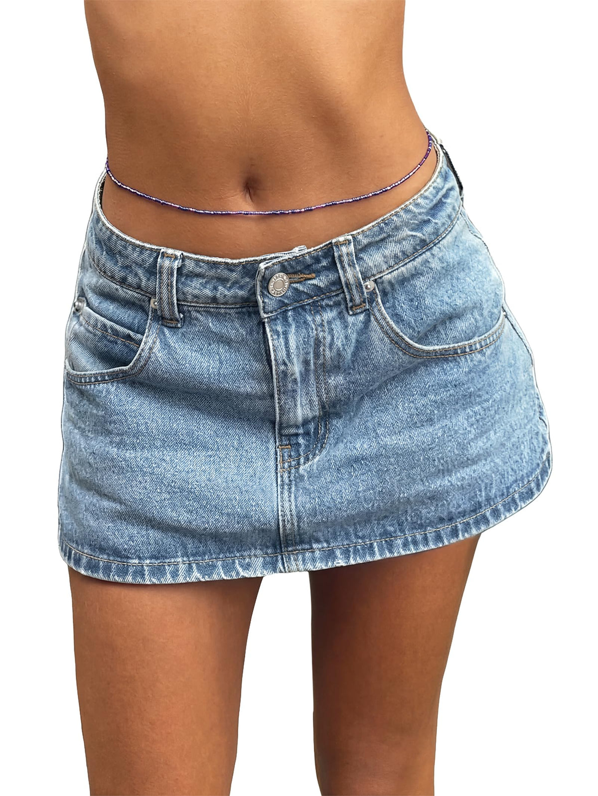 EMMIOL Jean Skirts for Women Mid Rise Summer Denim Skirt with Undershorts