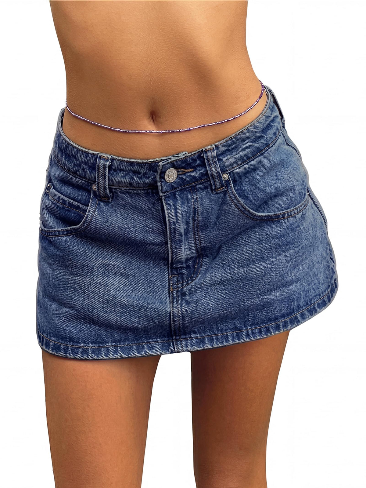 EMMIOL Jean Skirts for Women Mid Rise Summer Denim Skirt with Undershorts