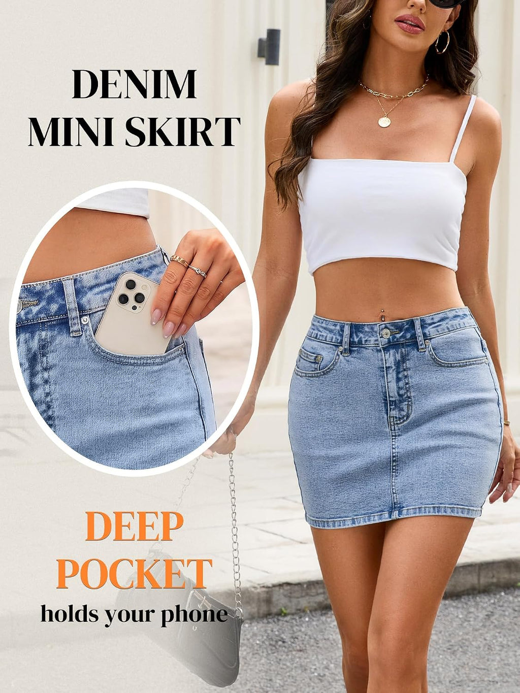 LOLILRSD Denim Skirt Mini Low Rise Jean Skirt for Women Y2K with Pockets