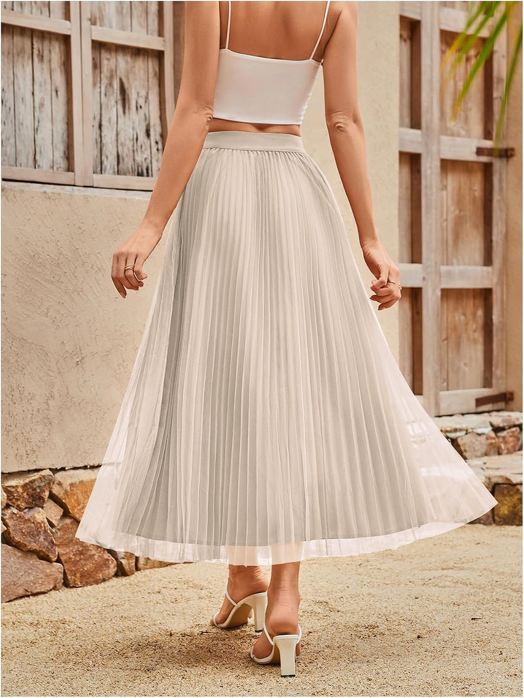 SHENHE Women's Tulle Skirt Mesh Layered A Line High Waist Flowy Long Skirt