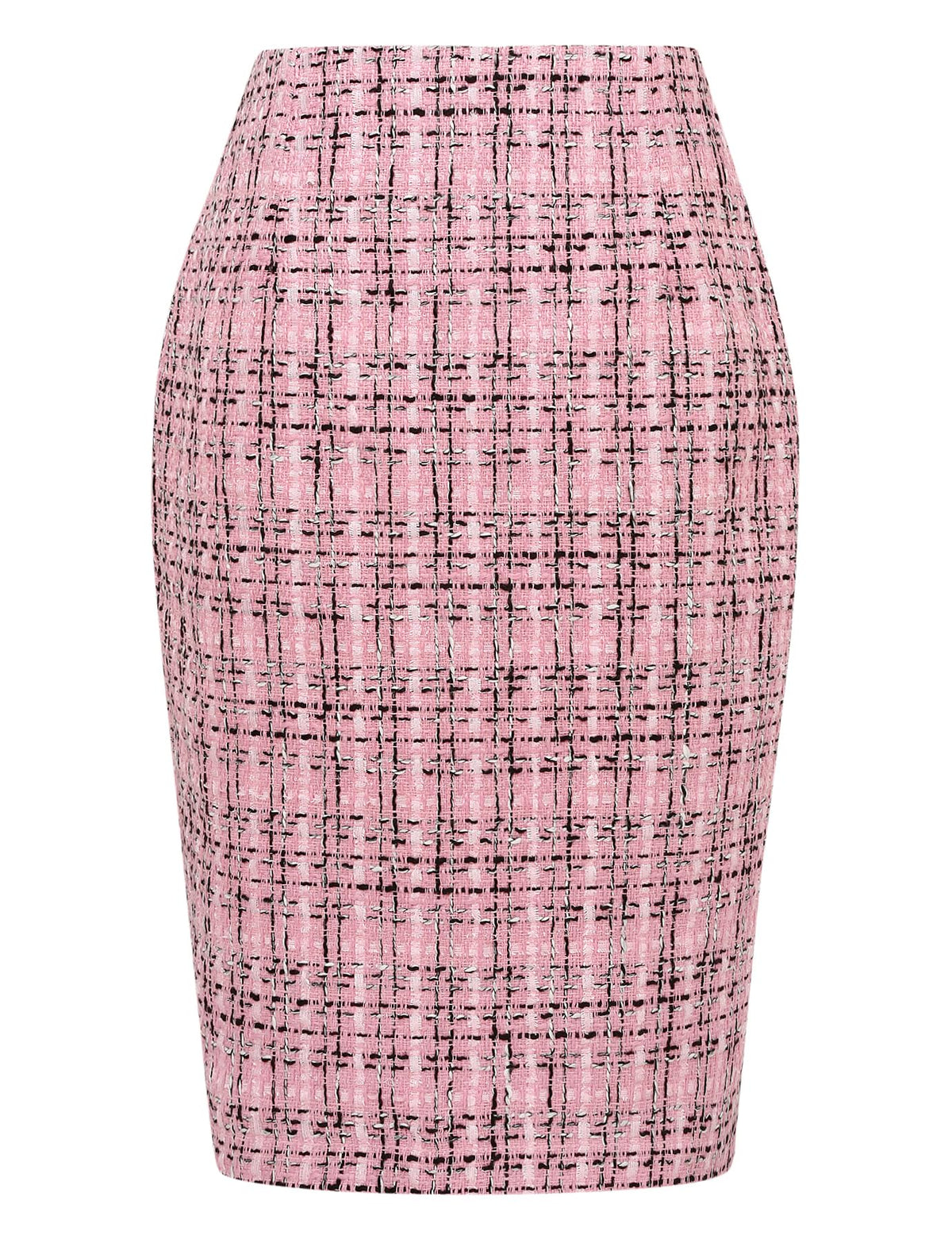 IDEALSANXUN Plaid Skirts for Women Fall Winter Knee Length Pencil Wool Skirt with Slit