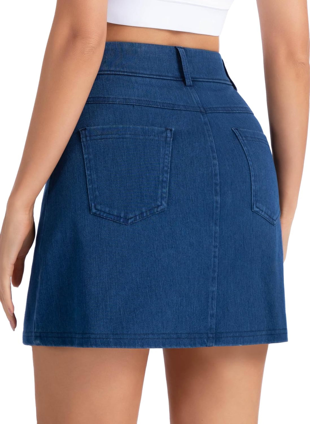 THE GYM PEOPLE Women's Stretchy Jean Skorts Pull on Denim Skirts Side Split