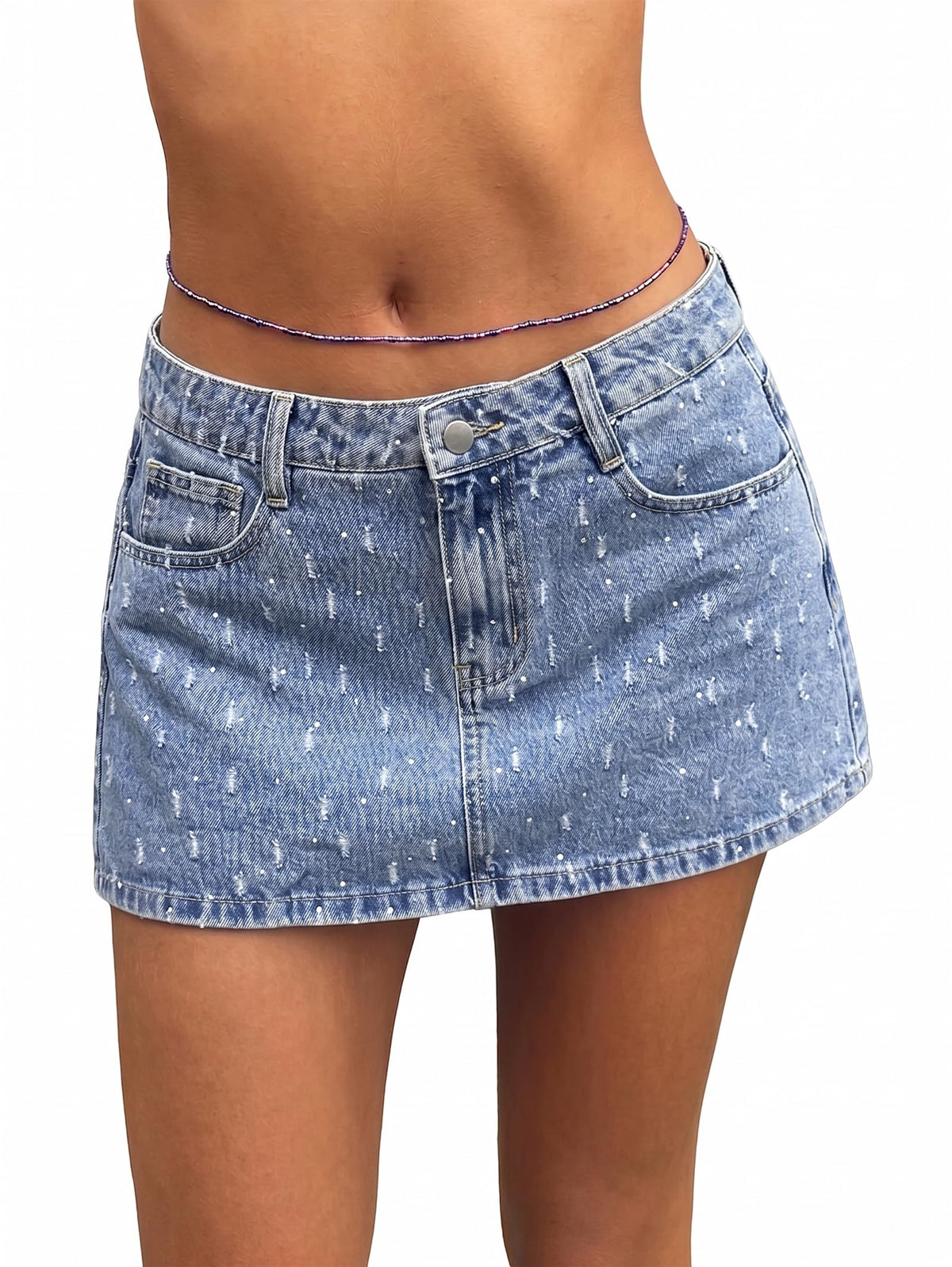 EMMIOL Jean Skirts for Women Mid Rise Summer Denim Skirt with Undershorts