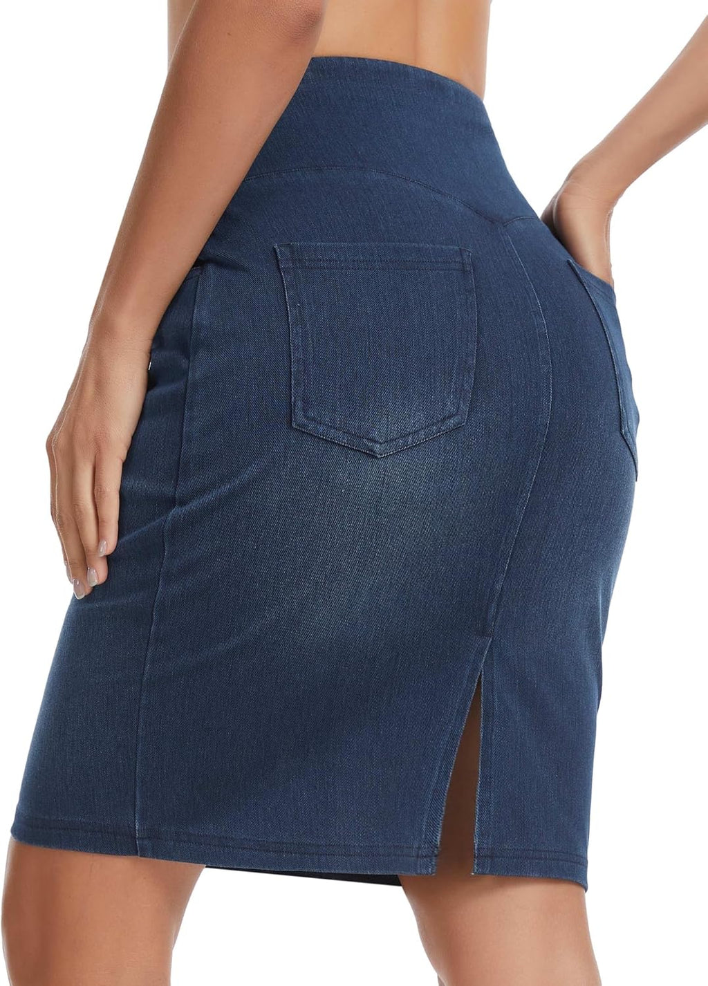 THE GYM PEOPLE Women's High Waist Pencil Jean Skirts Stretchy Denim Skirt