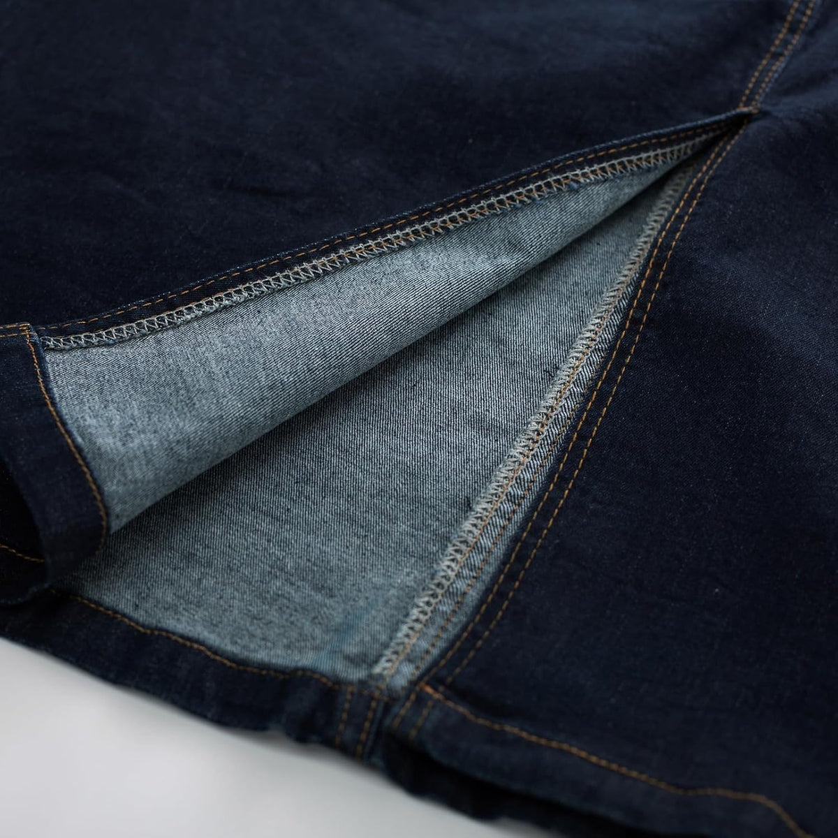 Belle Poque Denim Skirt with Belt Below Knee Length High Waisted Jean Skirts for Women