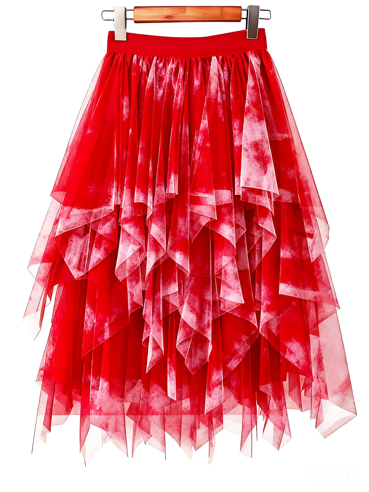 LBKKC Tulle Skirts for Women, Puffy Skirt Asymmetrical Midi Length Ruffled Tutu Layered Mesh Fairy Skirt