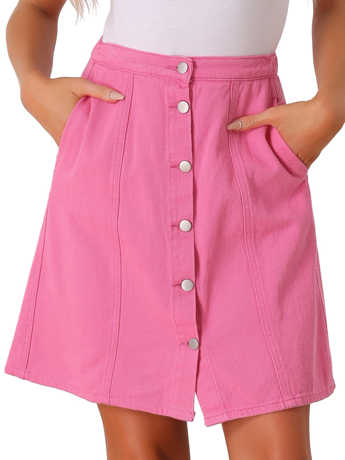Allegra K Women's Denim Skirts Casual A-Line Short Button Down Jean Skirt