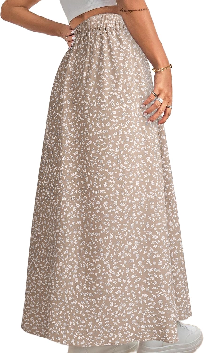 Avanova Women Boho Floral Slit Maxi Skirt Split Thigh High Waisted Long Skirts