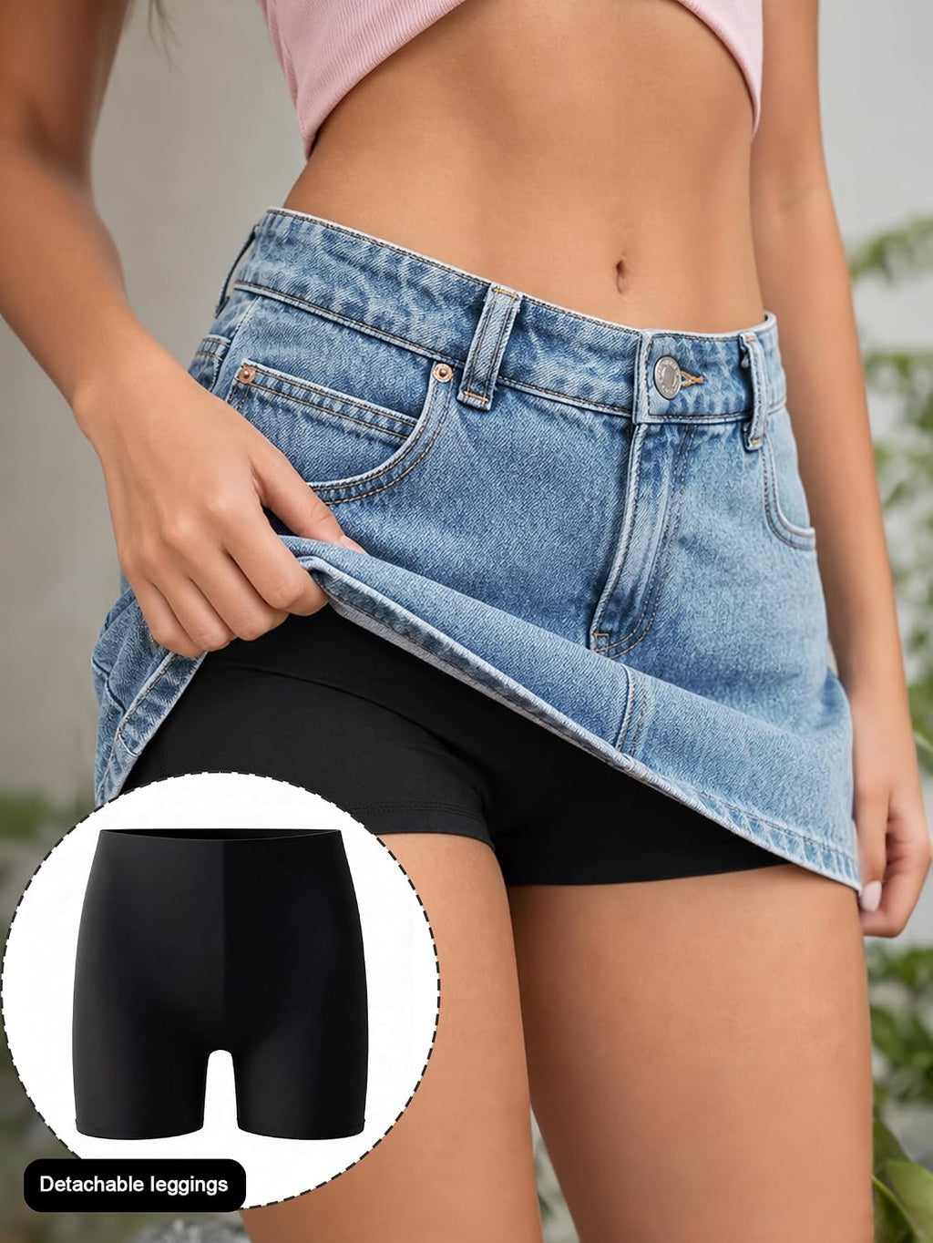 EMMIOL Jean Skirts for Women Mid Rise Summer Denim Skirt with Undershorts