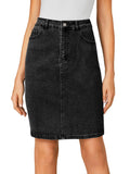 LYANER Women's Stretch High Waist Denim Skirt