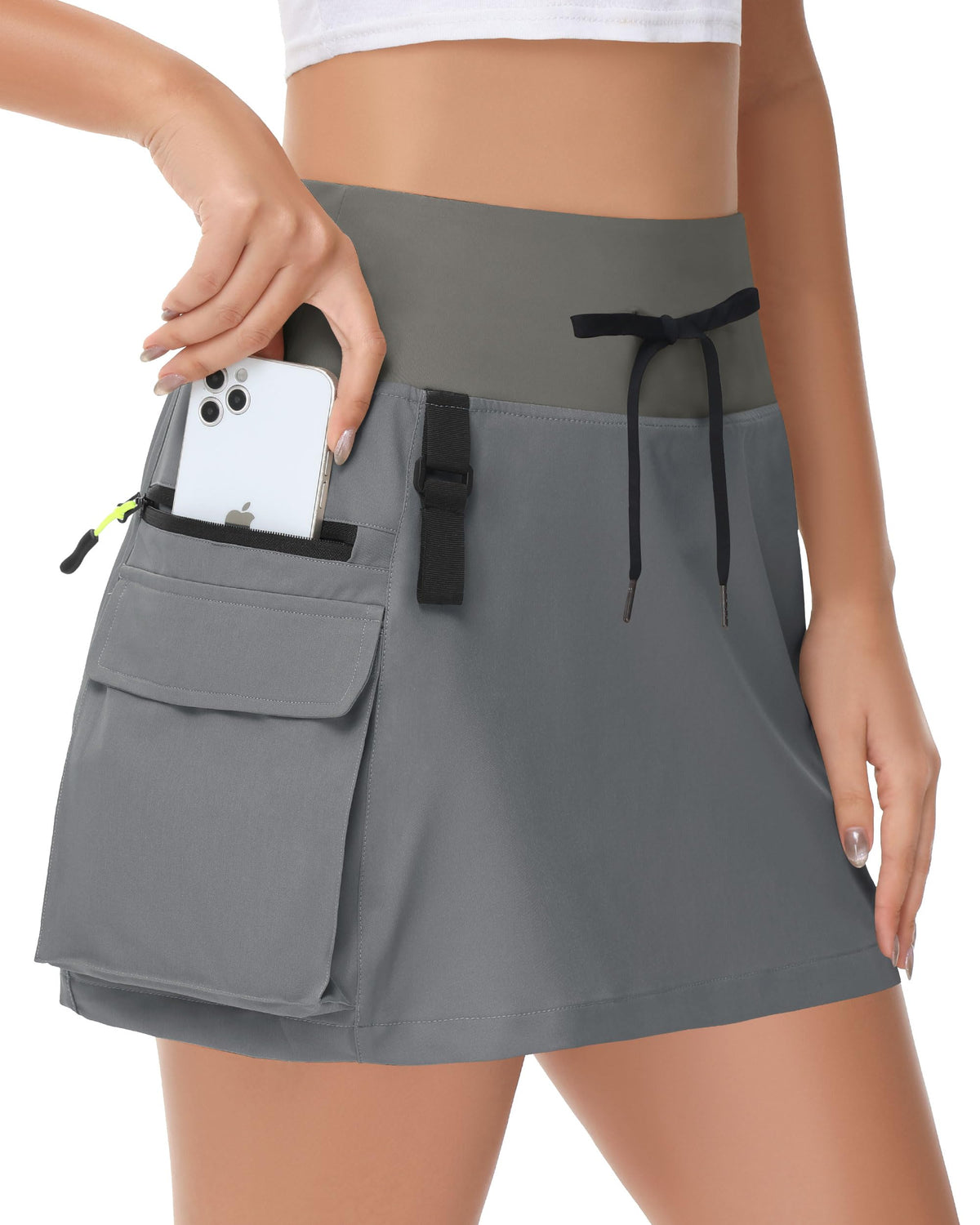 MIVEI 14" 20" Women's Hiking Cargo Skorts Skirts with Zipper Pockets Knee Length