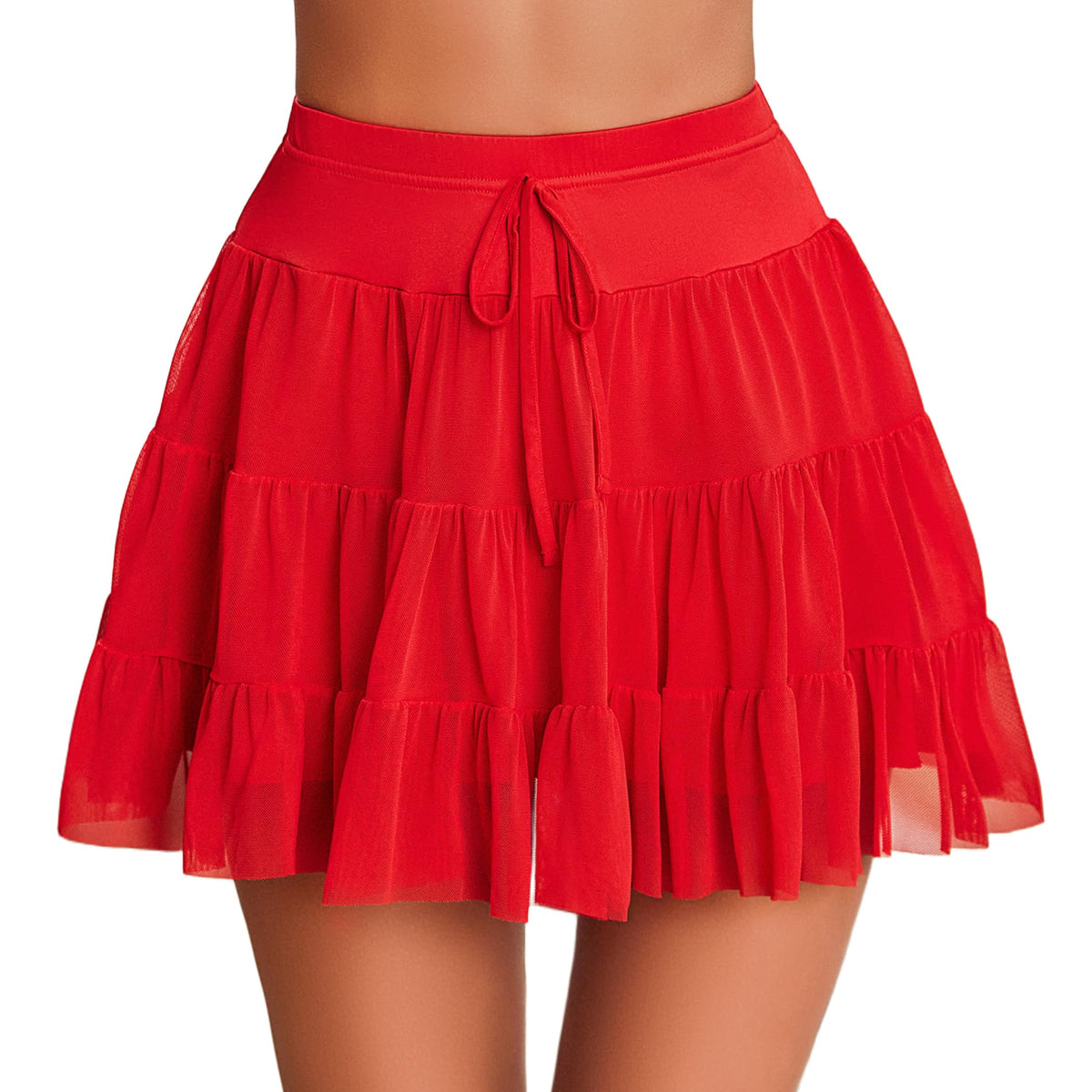 Avidlove Mini Skirt Women's Mesh Ruffle Y2K Skirts Layered Lingerie Skirt