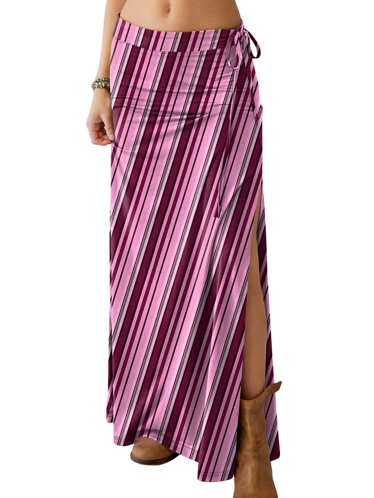ANRABESS Womens High Waisted Side Slit Maxi Skirts