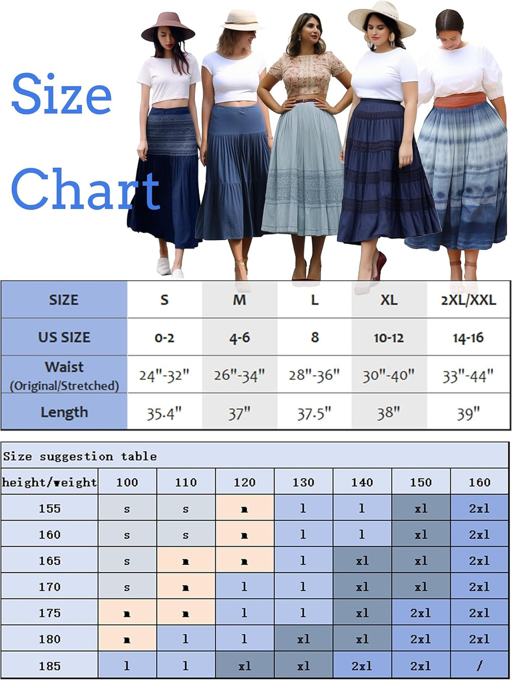 DREFBUFY Womens Denim Skirt High Waist Pleated Tiered Long Skirts Maxi Casual Style Jean Dress for Women