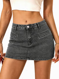 EMMIOL Women Denim Skort Skirt Stretchy Mid Waist Y2K Sexy Mini Skirts