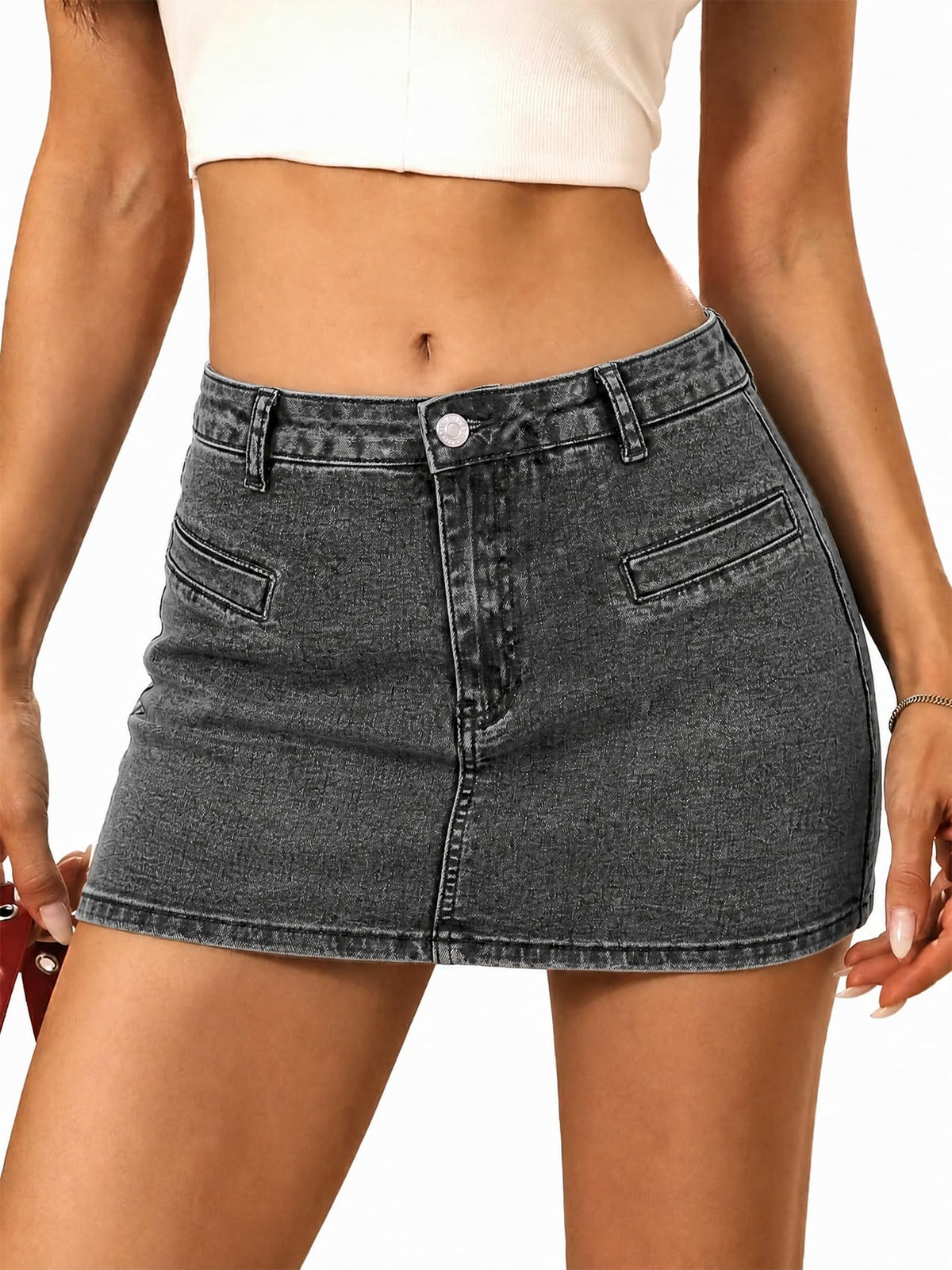 EMMIOL Women Denim Skort Skirt Stretchy Mid Waist Y2K Sexy Mini Skirts