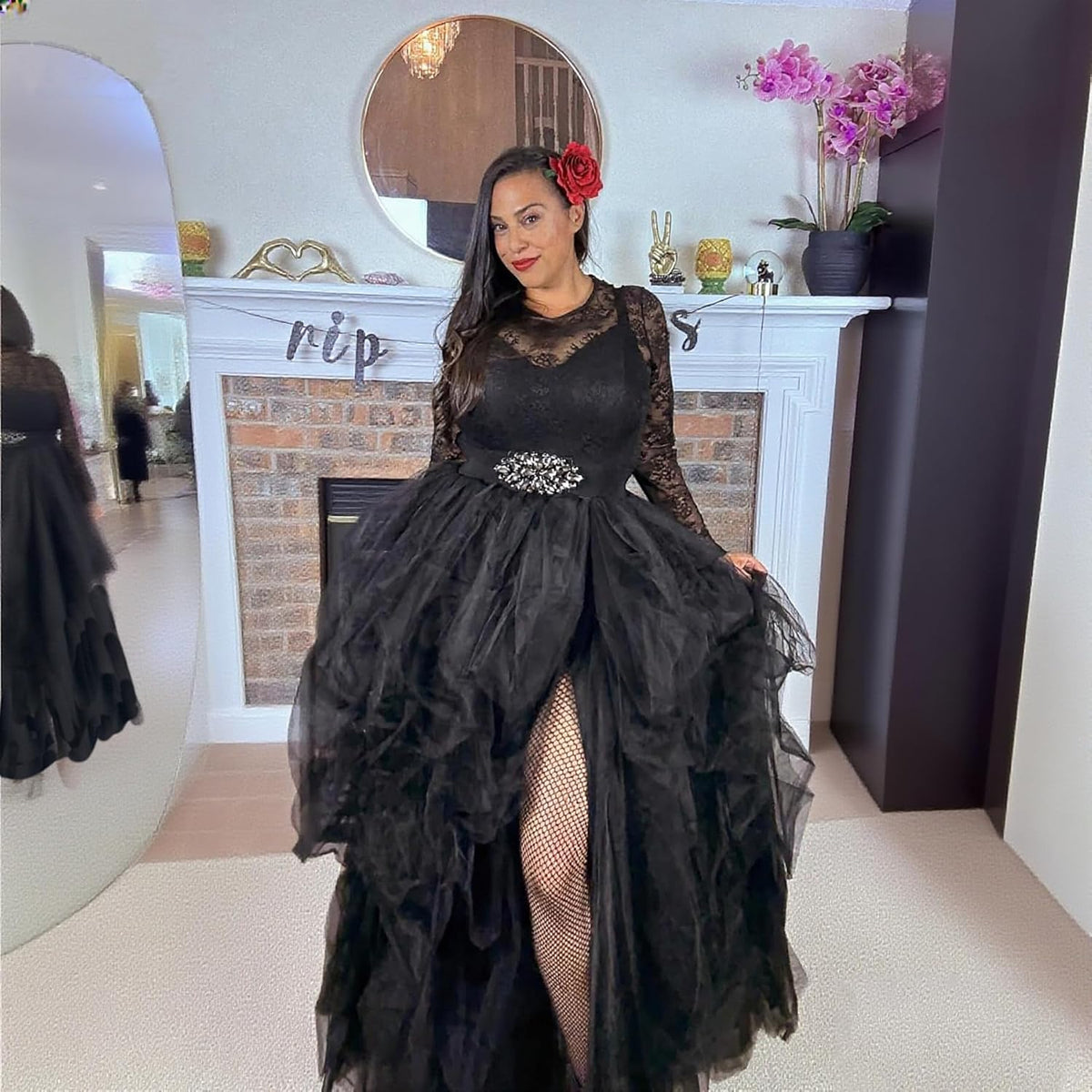 Lisong Women Maxi Tulle Floor Length Layered High Waist Spectial Occasion Skirt