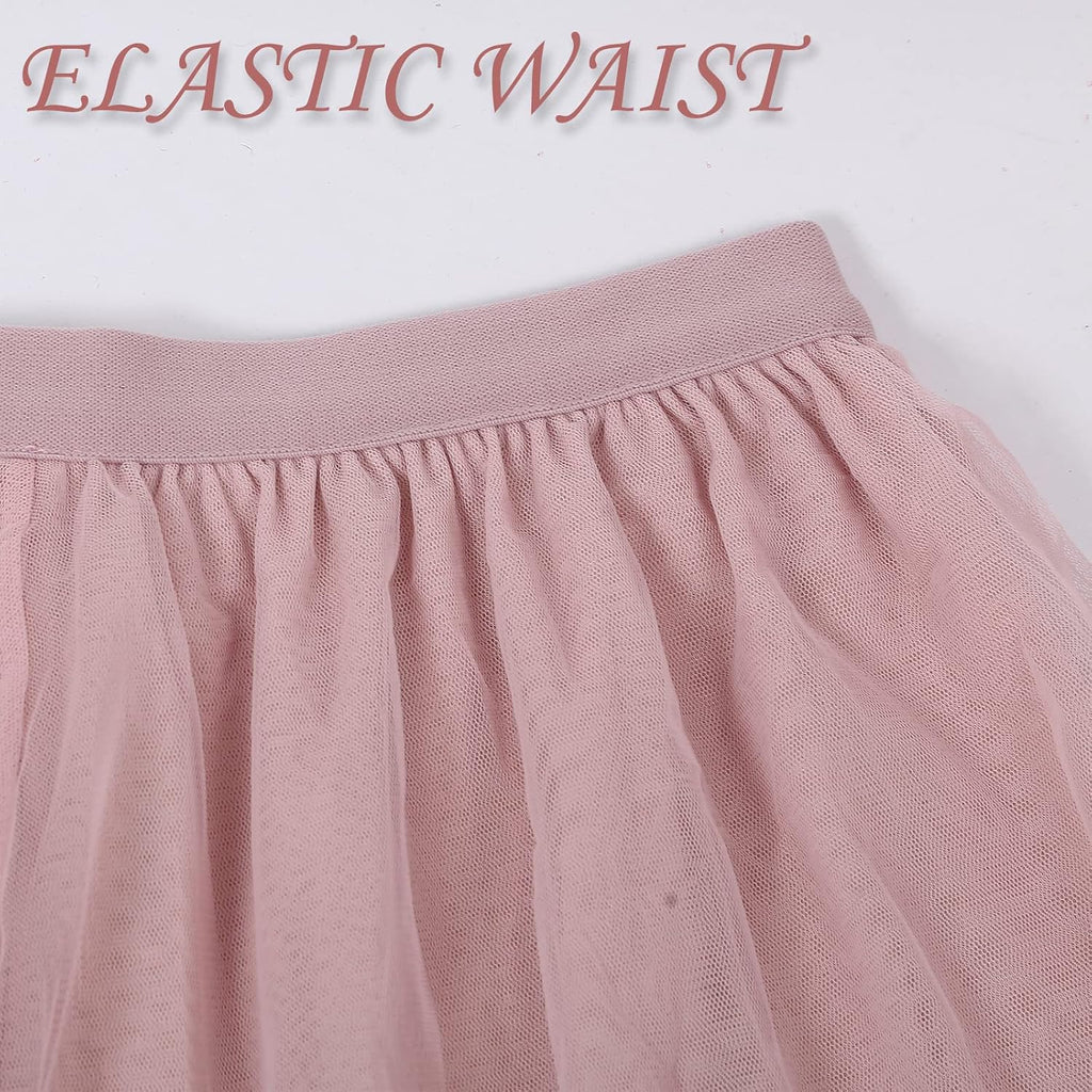 Women's Tulle Skirt Formal High Low Asymmetrical A-Line Fairy Elastic Waist Layered Long Midi Skirts
