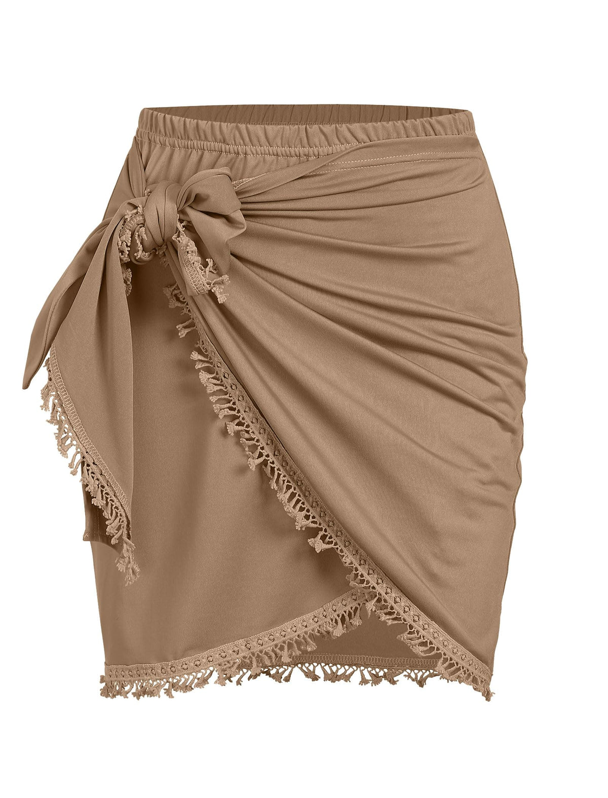 ZAFUL Slit Skirt for Women Boho Print Tie Side Wrap Tassel Casual Beach Mini Skirt