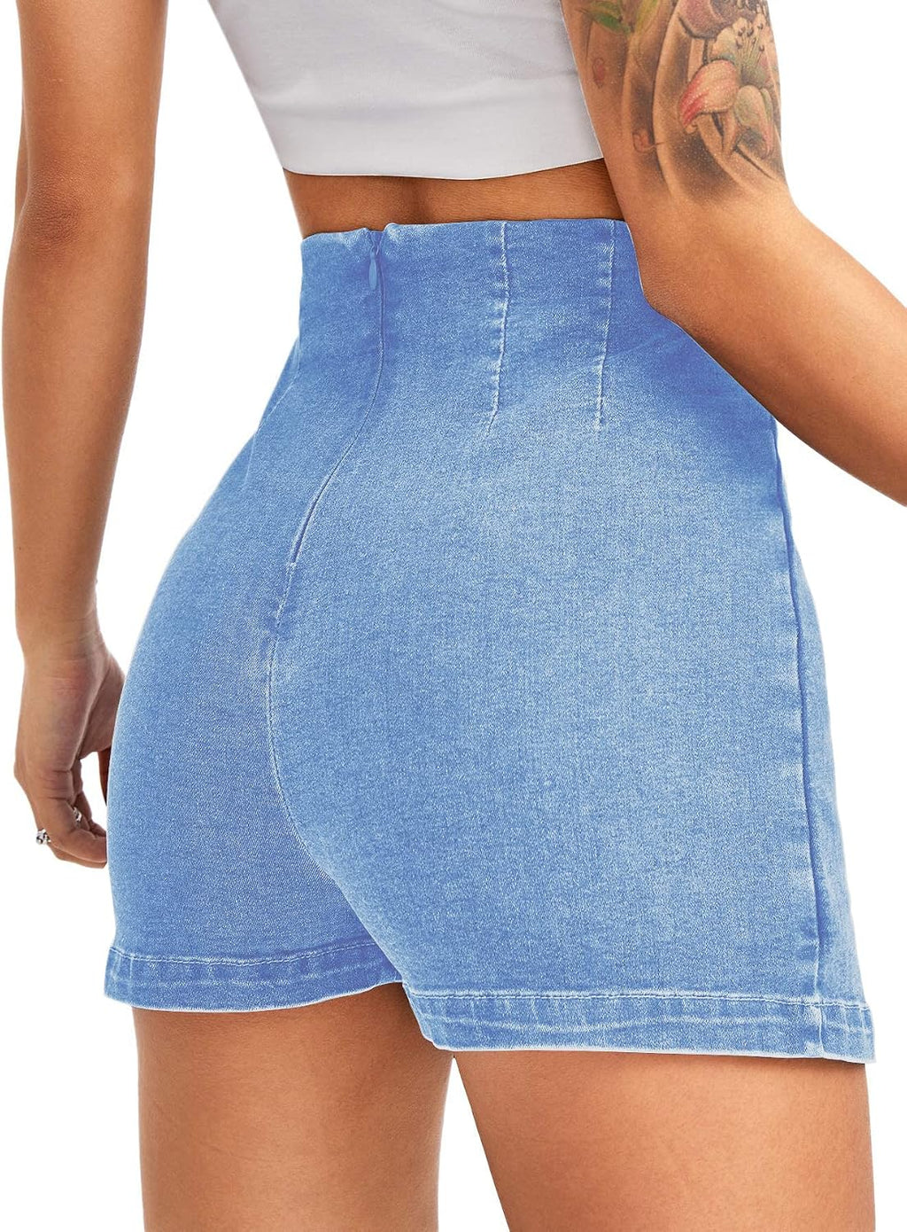 Floerns Women's Split Hem High Waist Denim Skorts Skirt Shorts
