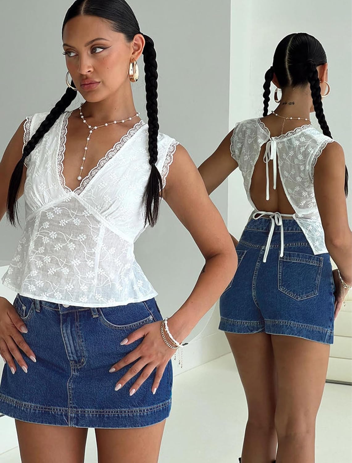 IWD Jean Skorts for Woman 2026 Trendy High Waisted Denim Mini Skirt