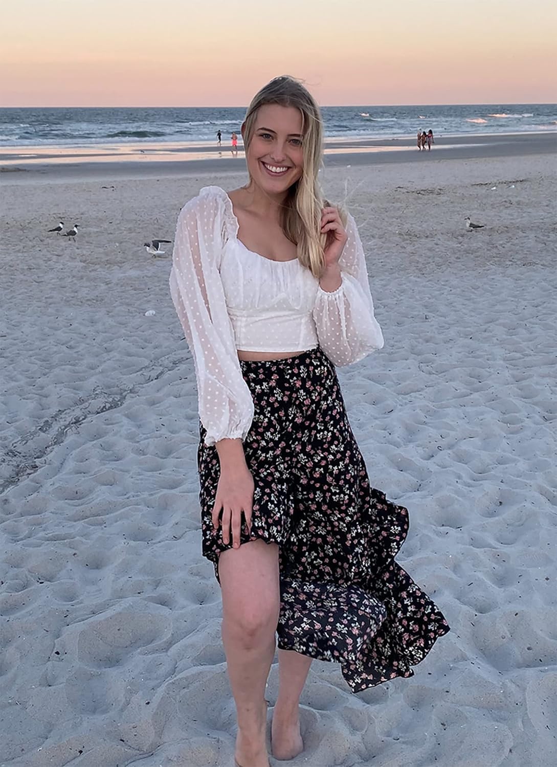 BTFBM Boho High Low Long Maxi Skirts for Women