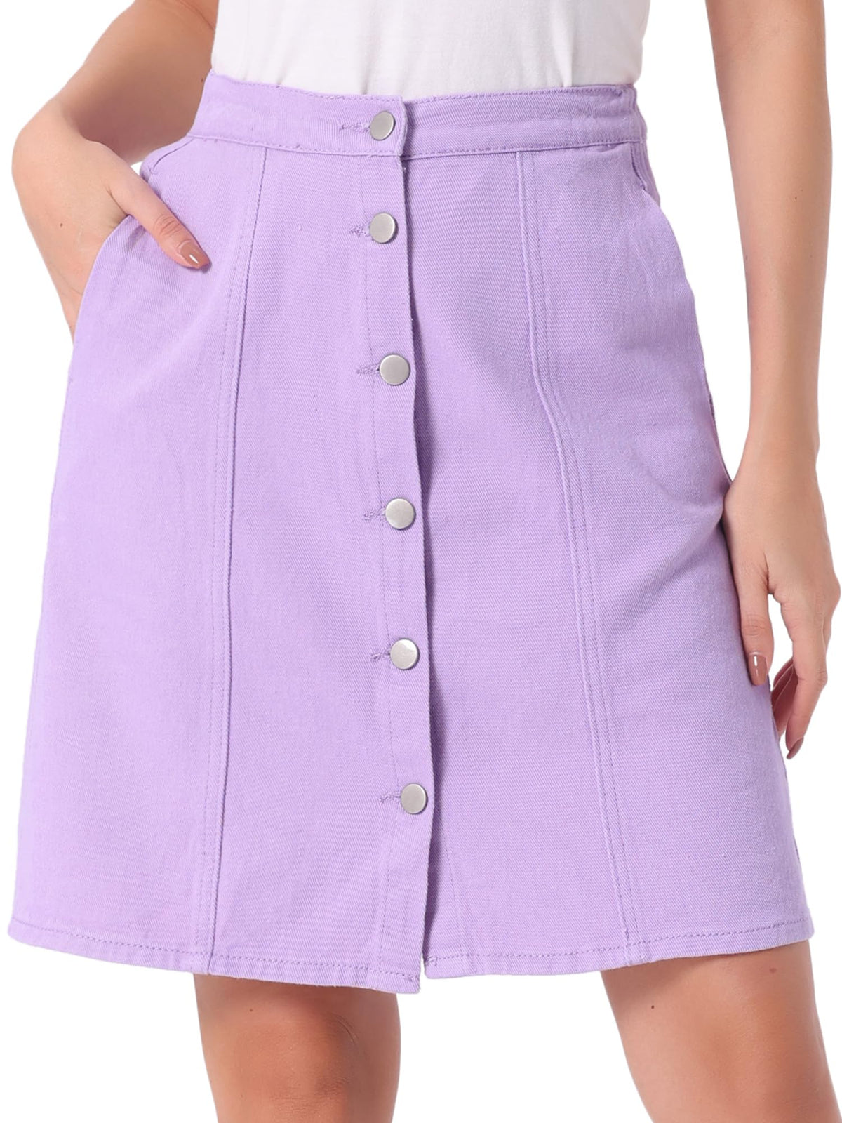 Allegra K Women's Denim Skirts Casual A-Line Short Button Down Jean Skirt