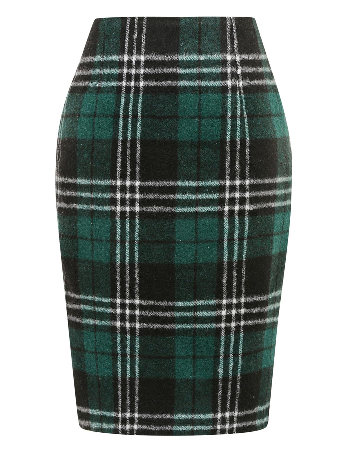 IDEALSANXUN Plaid Skirts for Women Fall Winter Knee Length Pencil Wool Skirt with Slit