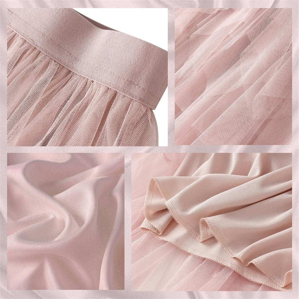 Reaowazo Tulle Skirts for Women Midi Long Fairy Skirt Tutu A-Line Mesh Layered High Elastic Waist Halloween Skirts