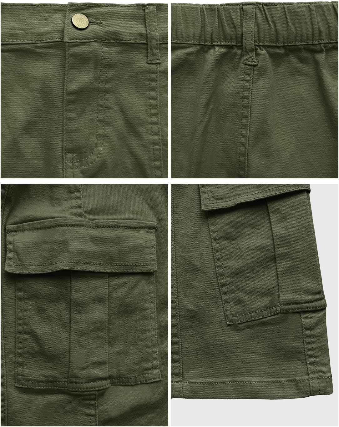 HERBATOMIA Women’s Cargo Mini Skirt Y2k Bodycon Button Stretchy Low Waist Solid Sexy Short Skirts for Women with Flap Pocket