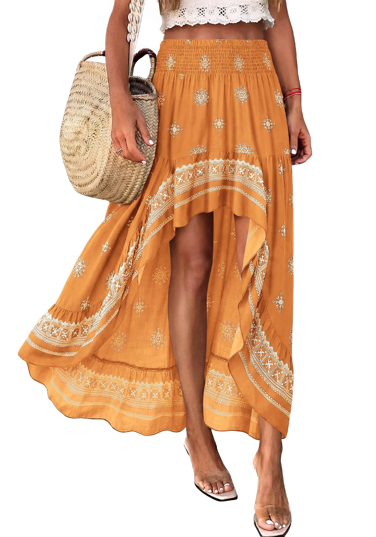 BTFBM Boho High Low Long Maxi Skirts for Women