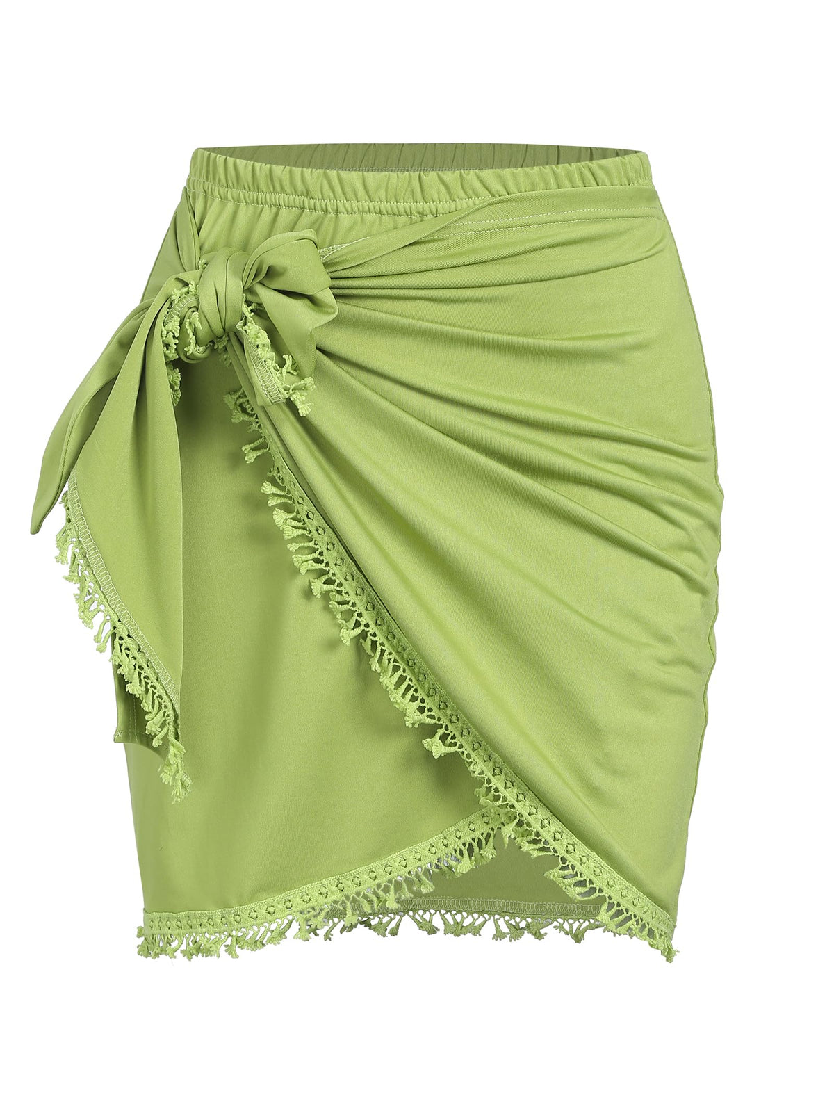ZAFUL Slit Skirt for Women Boho Print Tie Side Wrap Tassel Casual Beach Mini Skirt