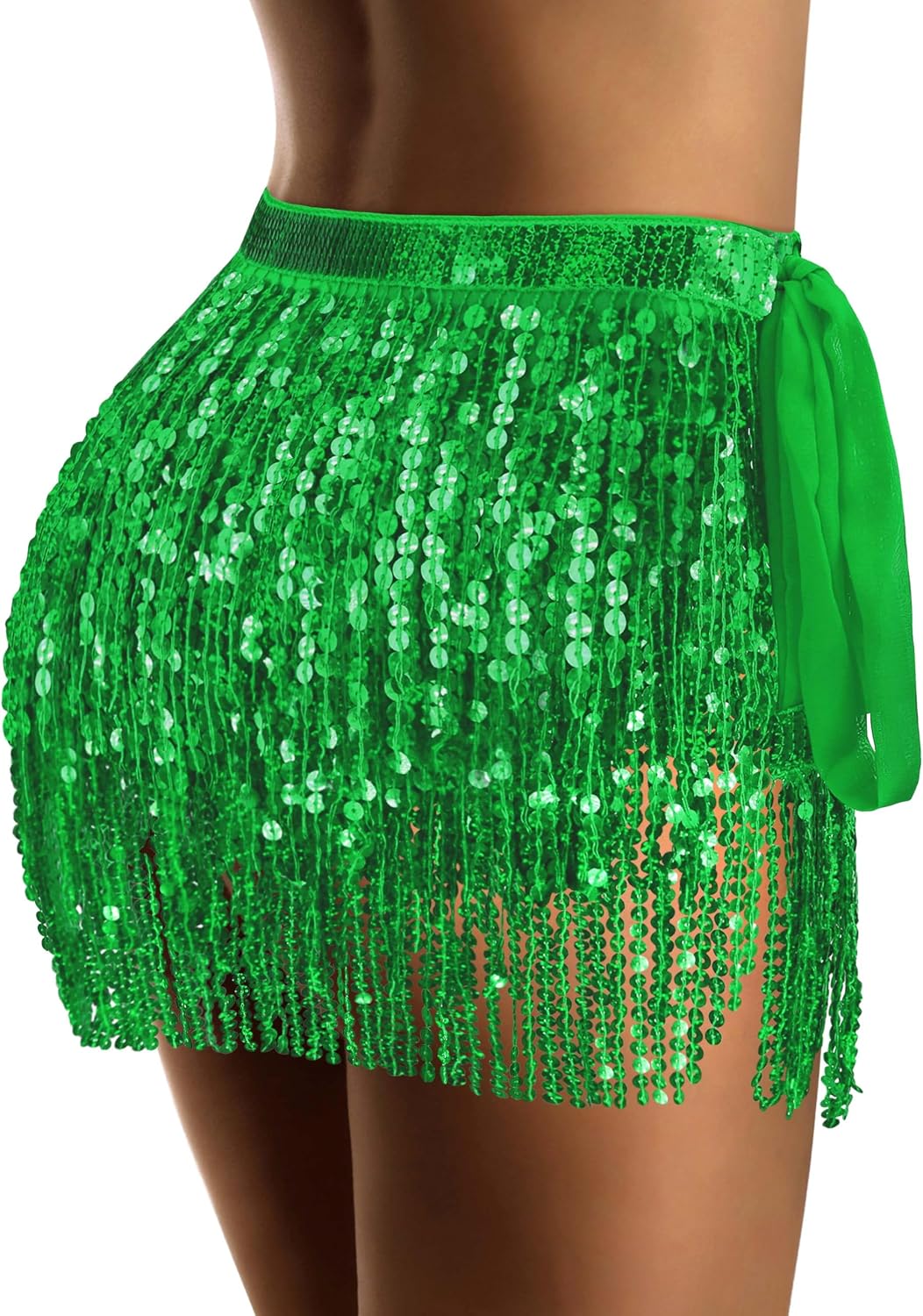 Sequin Skirt Sparkly Skirt Belly Dance Skirt Glitter Skirt Rave Sparkle Skirt Sequin Tassel Skirt Fringe Hip Scarf Women