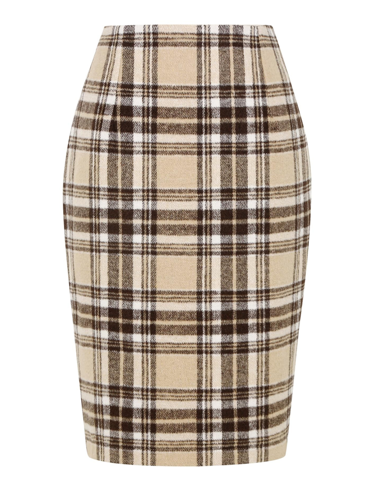 IDEALSANXUN Plaid Skirts for Women Fall Winter Knee Length Pencil Wool Skirt with Slit