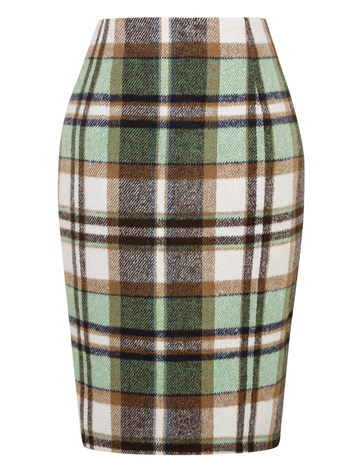 IDEALSANXUN Plaid Skirts for Women Fall Winter Knee Length Pencil Wool Skirt with Slit