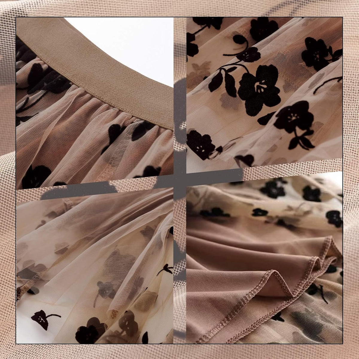 Reaowazo Skirts for Women Midi Long Length Dressy Casual Trendy Summer Tulle A-Line Floral High Waist Skirt