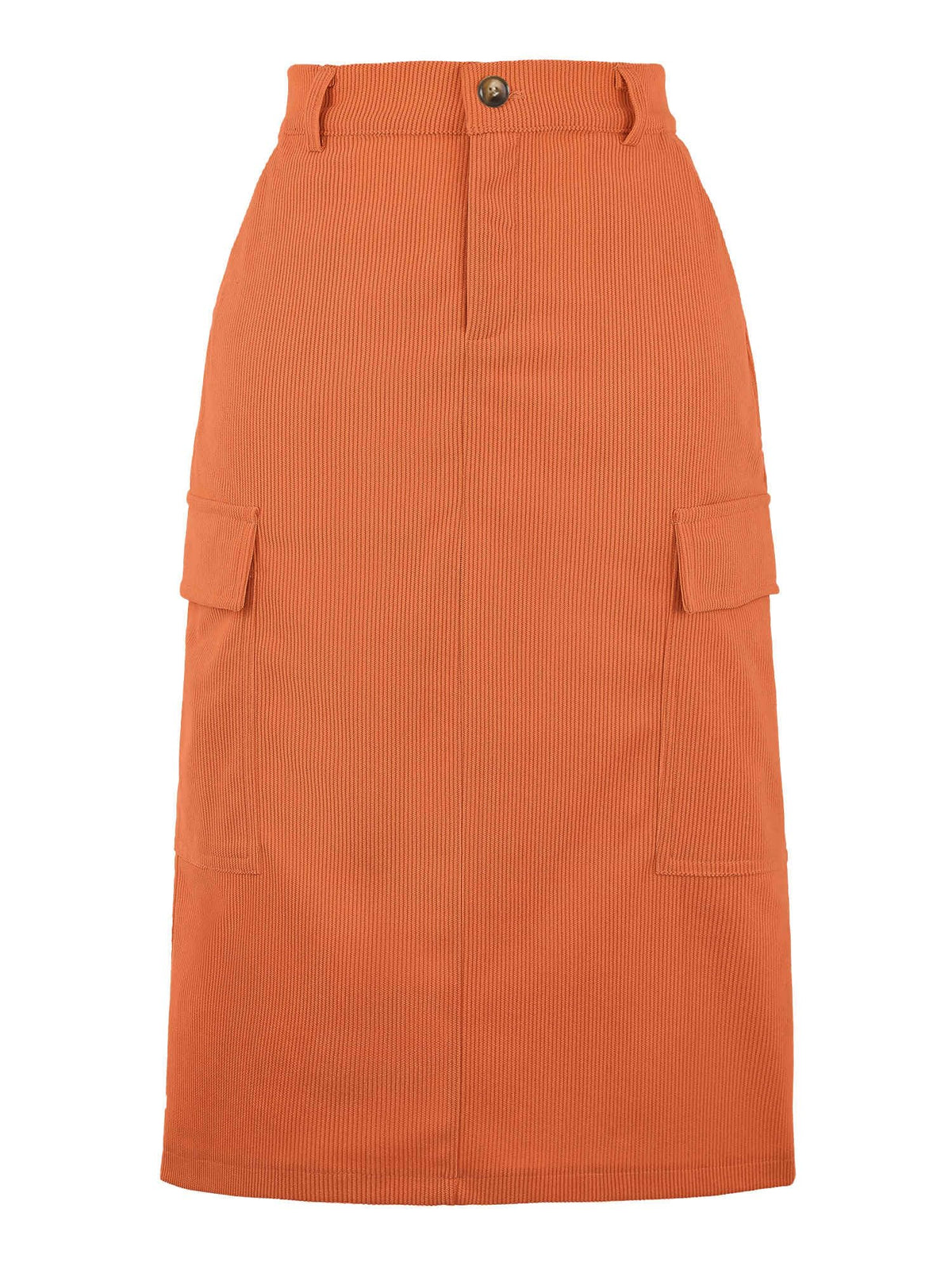 Allegra K Corduroy Cargo Skirts for Women's High Waisted Elastic Back H Line 2025 Fall Midi Skirt