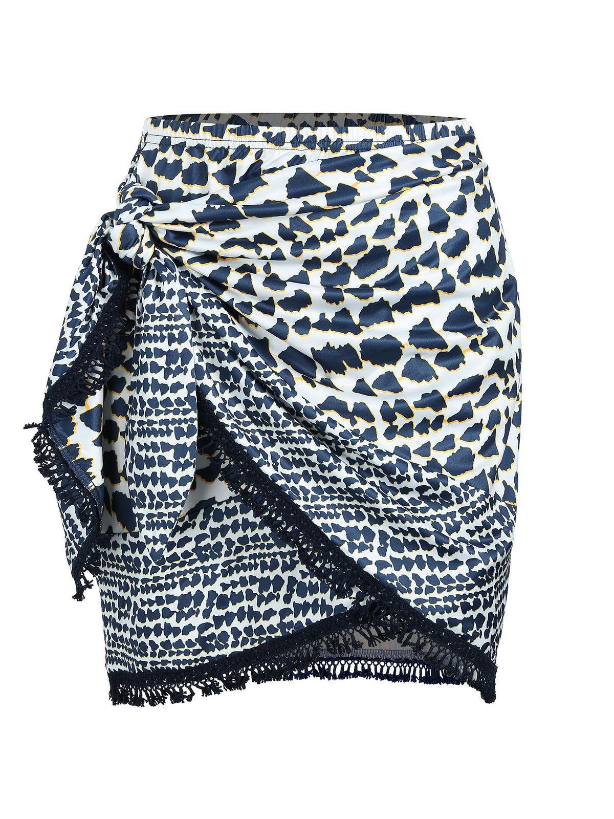 ZAFUL Slit Skirt for Women Boho Print Tie Side Wrap Tassel Casual Beach Mini Skirt